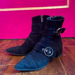 Zara black  suede winkle picker ankle boots. Size38